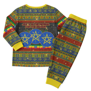 Ethiopian Melkam Genna Jesus Christmas Pajama Set Melkam Genna Ethiopian Flag Jesus Christ