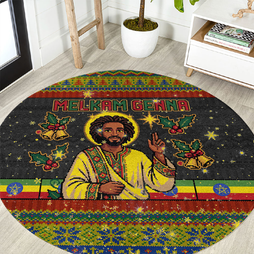 Ethiopian Melkam Genna Jesus Christmas Round Carpet Melkam Genna Ethiopian Flag Jesus Christ