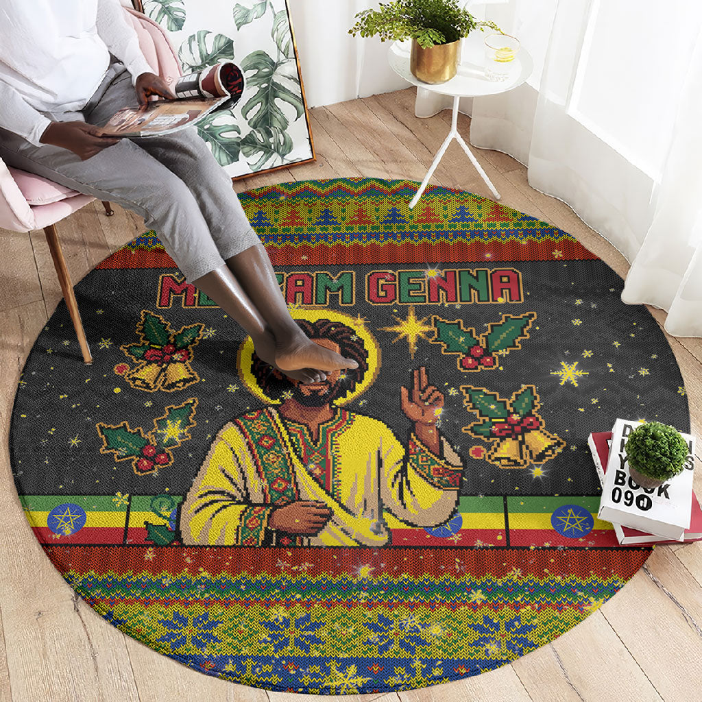 Ethiopian Melkam Genna Jesus Christmas Round Carpet Melkam Genna Ethiopian Flag Jesus Christ