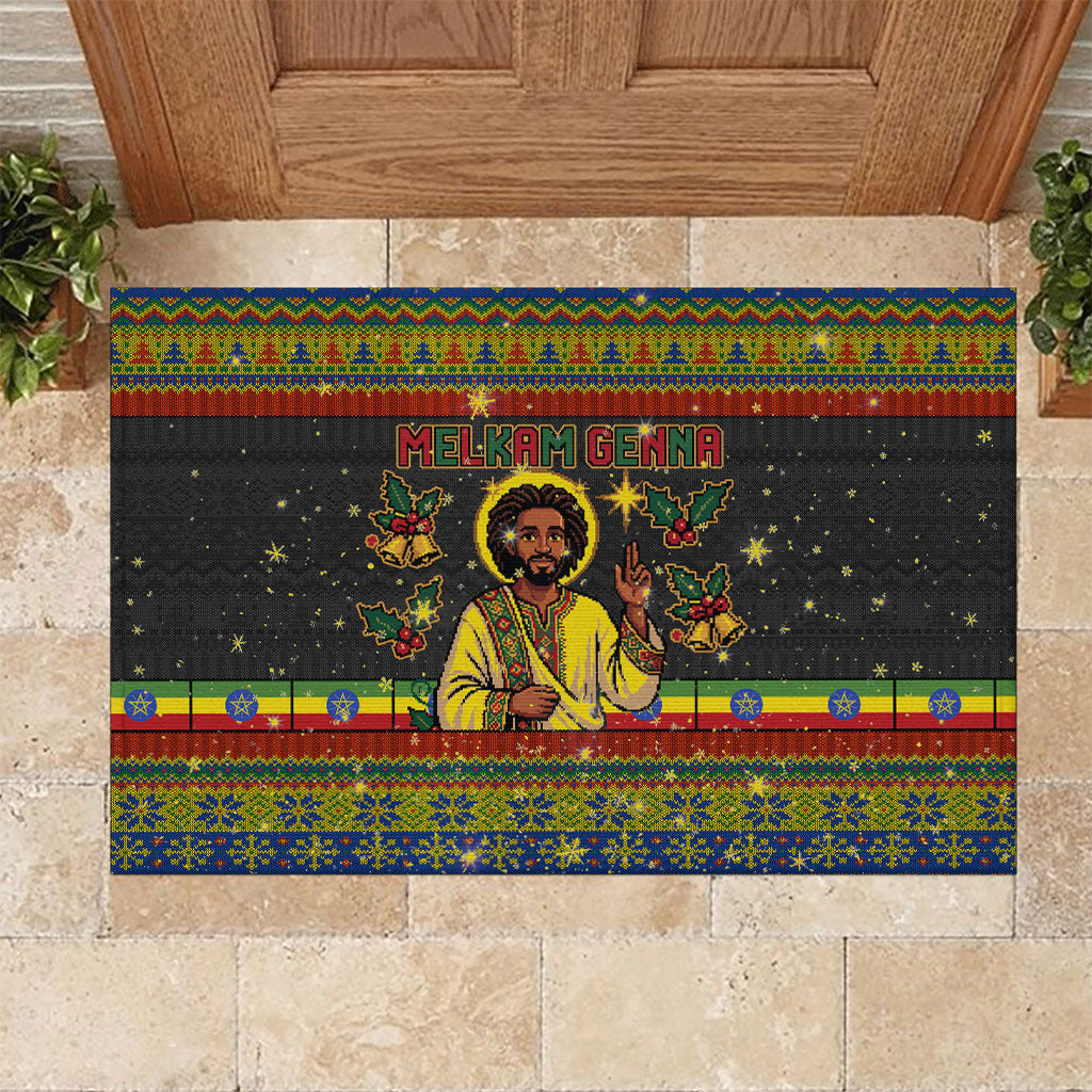 Ethiopian Melkam Genna Jesus Christmas Rubber Doormat Melkam Genna Ethiopian Flag Jesus Christ
