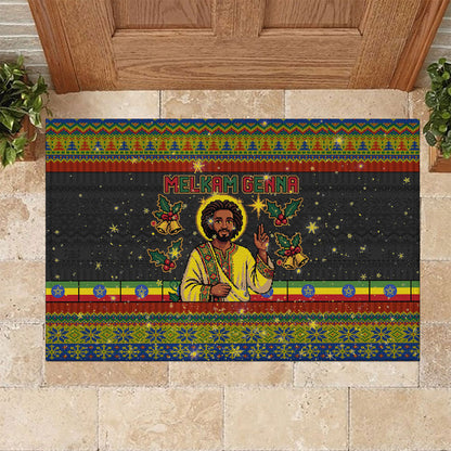 Ethiopian Melkam Genna Jesus Christmas Rubber Doormat Melkam Genna Ethiopian Flag Jesus Christ
