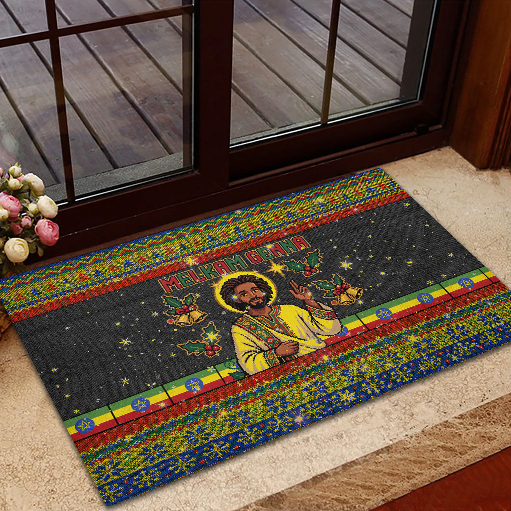 Ethiopian Melkam Genna Jesus Christmas Rubber Doormat Melkam Genna Ethiopian Flag Jesus Christ