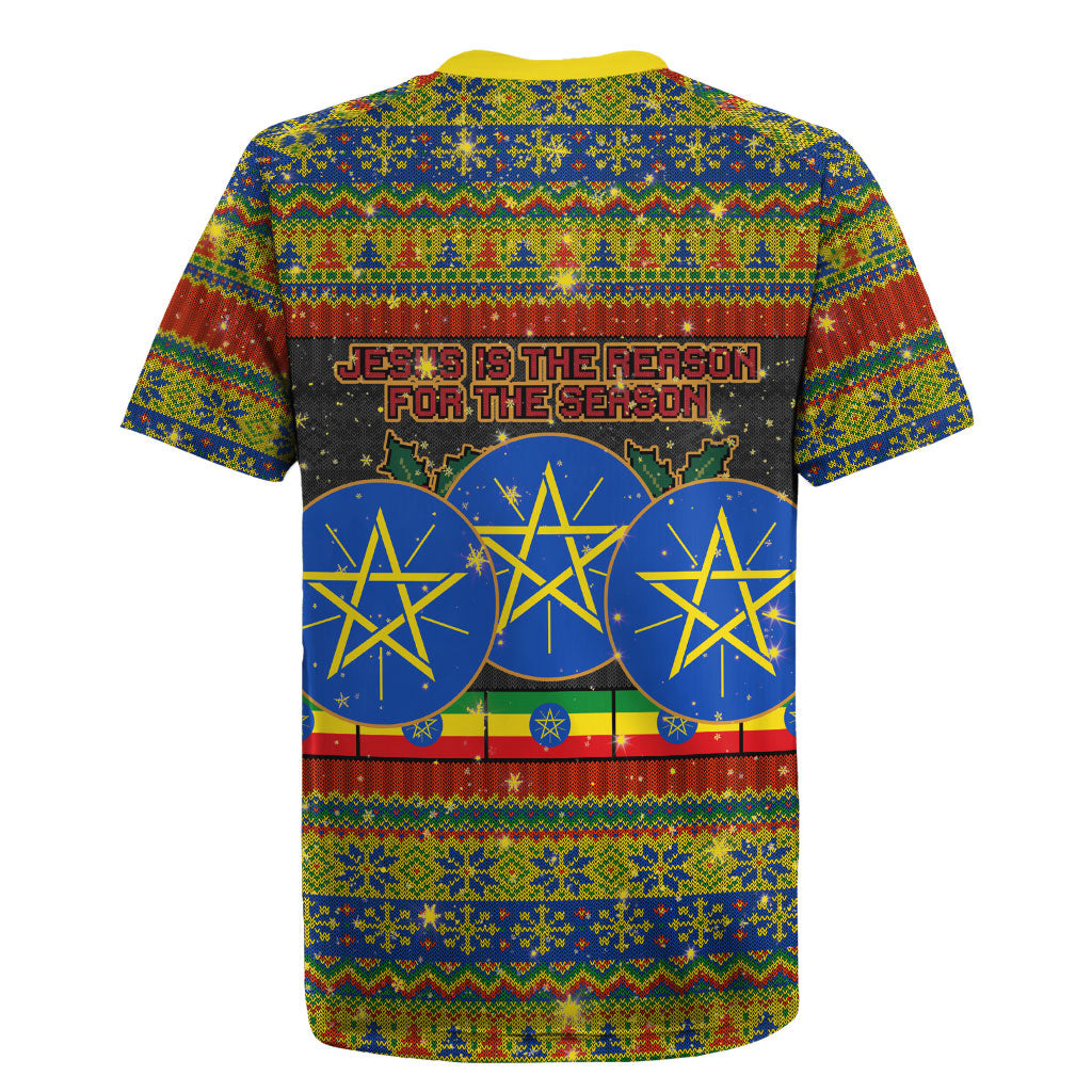 Ethiopian Melkam Genna Jesus Christmas Rugby Jersey Melkam Genna Ethiopian Flag Jesus Christ