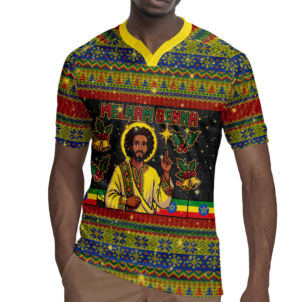 Ethiopian Melkam Genna Jesus Christmas Rugby Jersey Melkam Genna Ethiopian Flag Jesus Christ