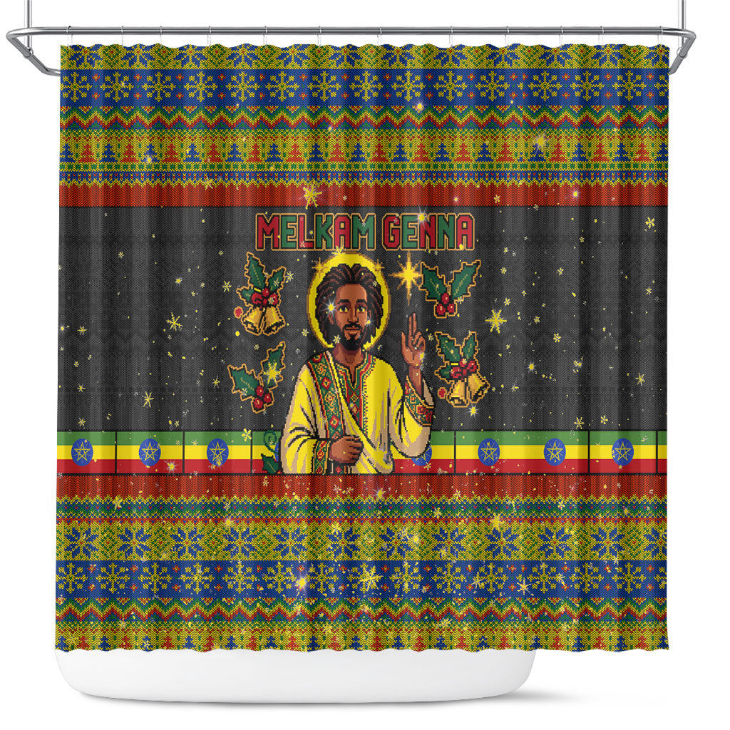 Ethiopian Melkam Genna Jesus Christmas Shower Curtain Melkam Genna Ethiopian Flag Jesus Christ