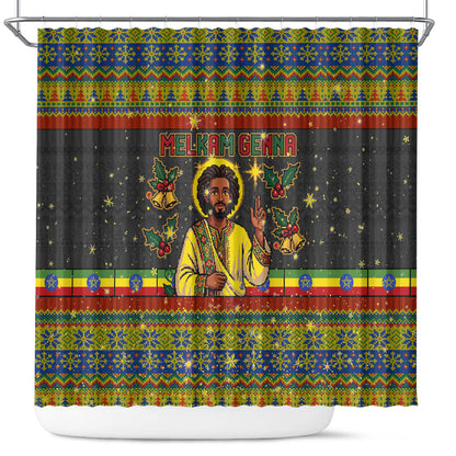 Ethiopian Melkam Genna Jesus Christmas Shower Curtain Melkam Genna Ethiopian Flag Jesus Christ