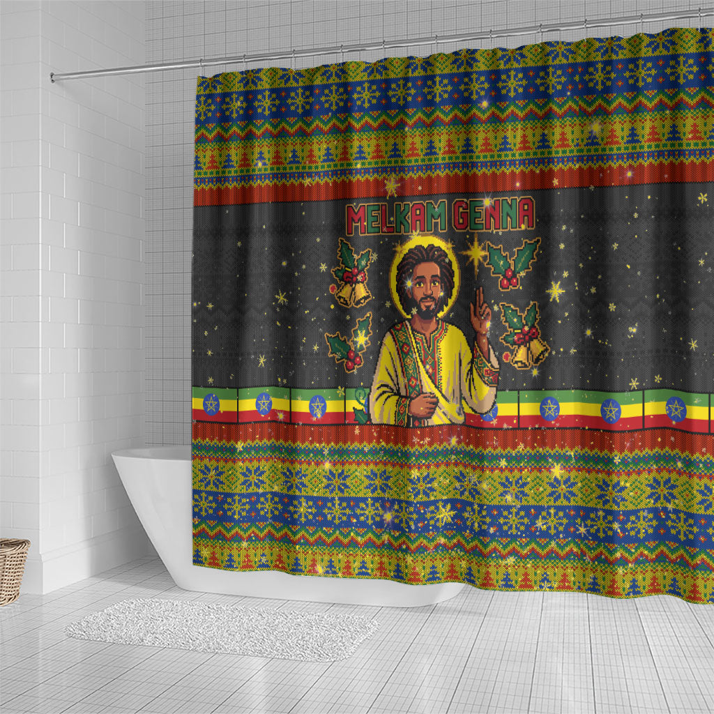 Ethiopian Melkam Genna Jesus Christmas Shower Curtain Melkam Genna Ethiopian Flag Jesus Christ