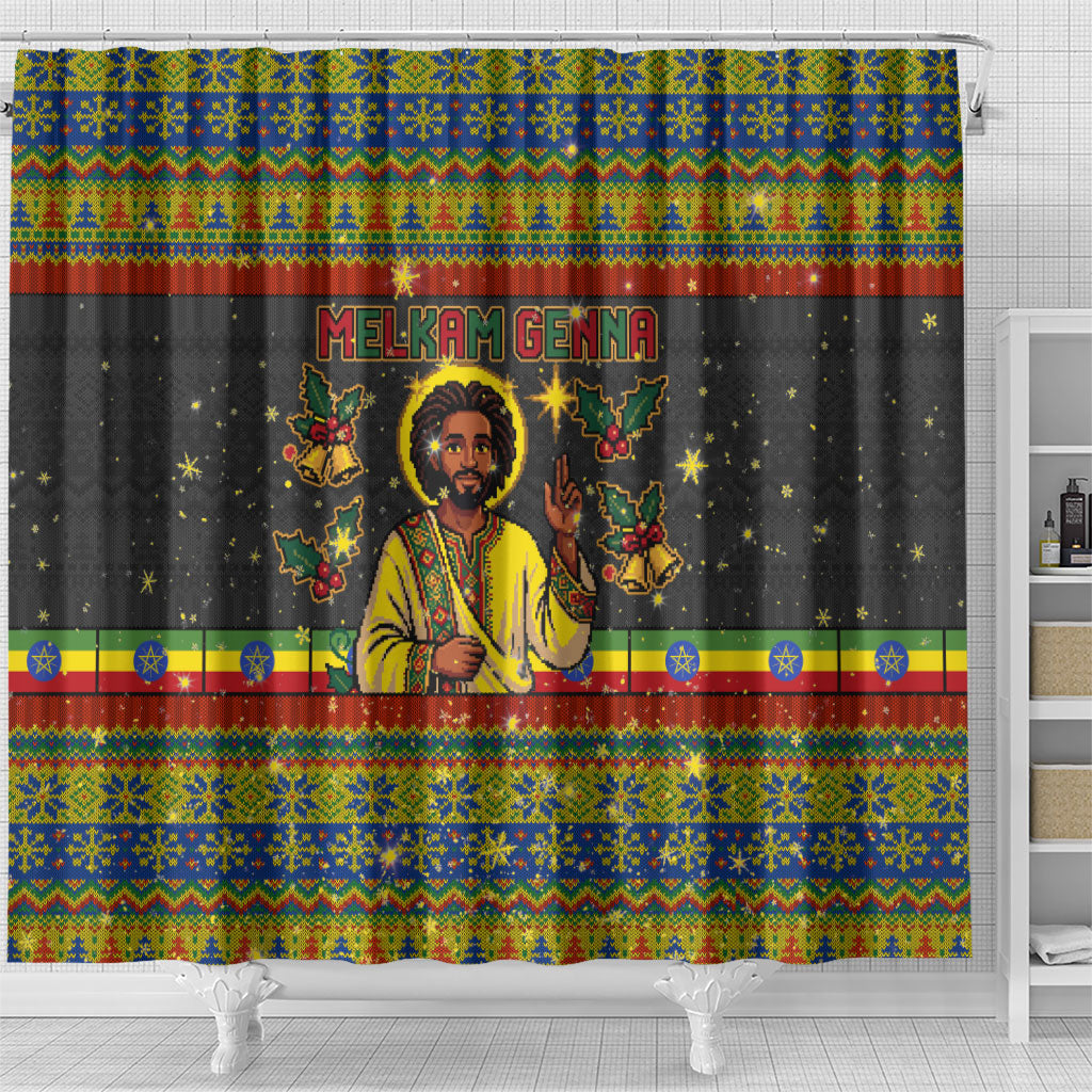 Ethiopian Melkam Genna Jesus Christmas Shower Curtain Melkam Genna Ethiopian Flag Jesus Christ