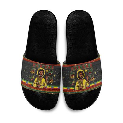 Ethiopian Melkam Genna Jesus Christmas Slide Sandals Melkam Genna Ethiopian Flag Jesus Christ
