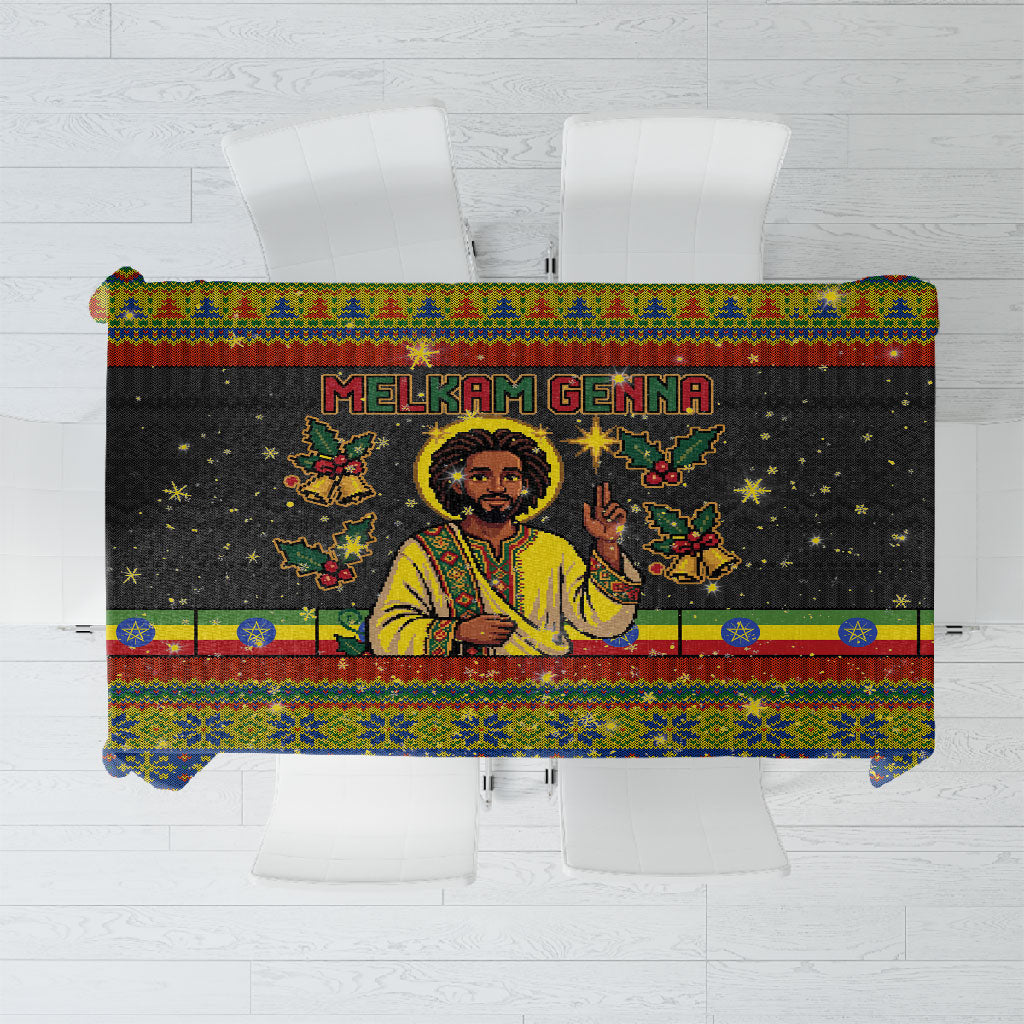 Ethiopian Melkam Genna Jesus Christmas Tablecloth Melkam Genna Ethiopian Flag Jesus Christ