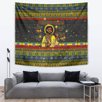 Ethiopian Melkam Genna Jesus Christmas Tapestry Melkam Genna Ethiopian Flag Jesus Christ
