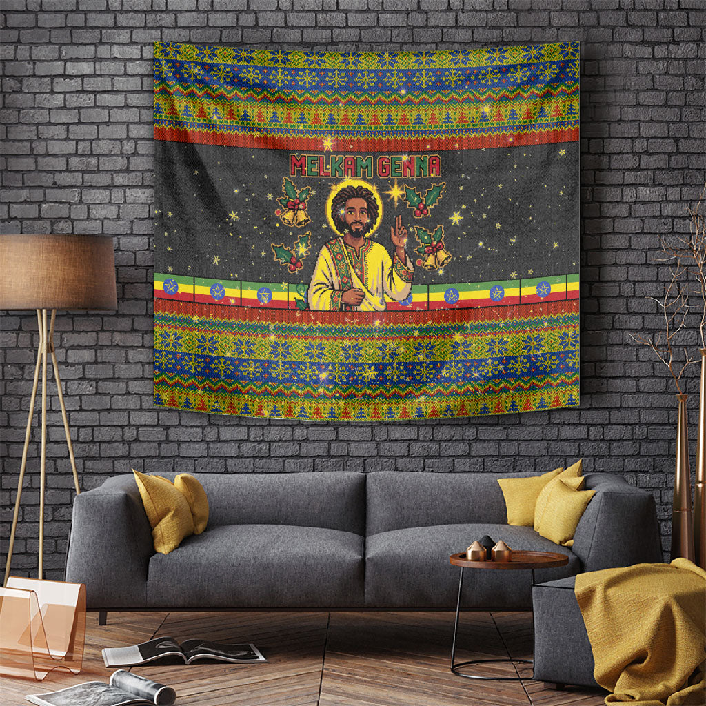 Ethiopian Melkam Genna Jesus Christmas Tapestry Melkam Genna Ethiopian Flag Jesus Christ