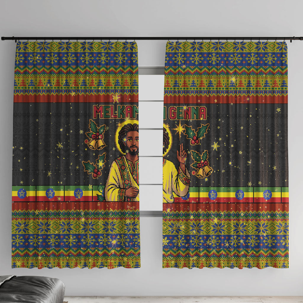 Ethiopian Melkam Genna Jesus Christmas Window Curtain Melkam Genna Ethiopian Flag Jesus Christ