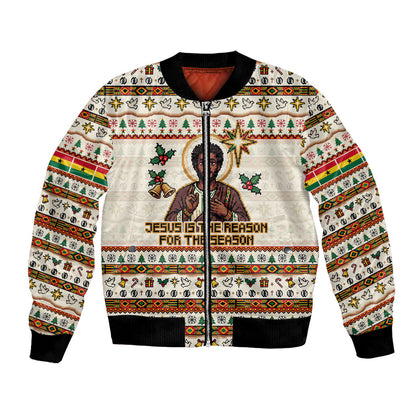 Ghana Jesus Christmas Bomber Jacket Ghana Coat Of Arms Jesus Christ Art