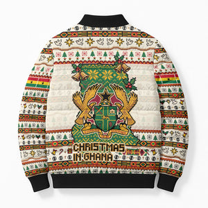 Ghana Jesus Christmas Bomber Puffer Jacket Ghana Coat Of Arms Jesus Christ Art