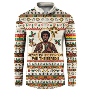 Ghana Jesus Christmas Button Sweatshirt Ghana Coat Of Arms Jesus Christ Art