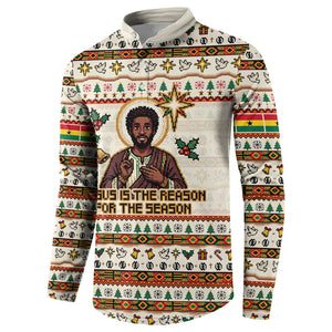 Ghana Jesus Christmas Button Sweatshirt Ghana Coat Of Arms Jesus Christ Art
