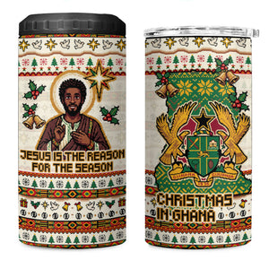 Ghana Jesus Christmas 4 in 1 Can Cooler Tumbler Ghana Coat Of Arms Jesus Christ Art