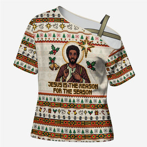 Ghana Jesus Christmas Cross Shoulder Shirt Ghana Coat Of Arms Jesus Christ Art