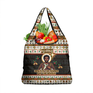 Ghana Jesus Christmas Grocery Bag Ghana Coat Of Arms Jesus Christ Art