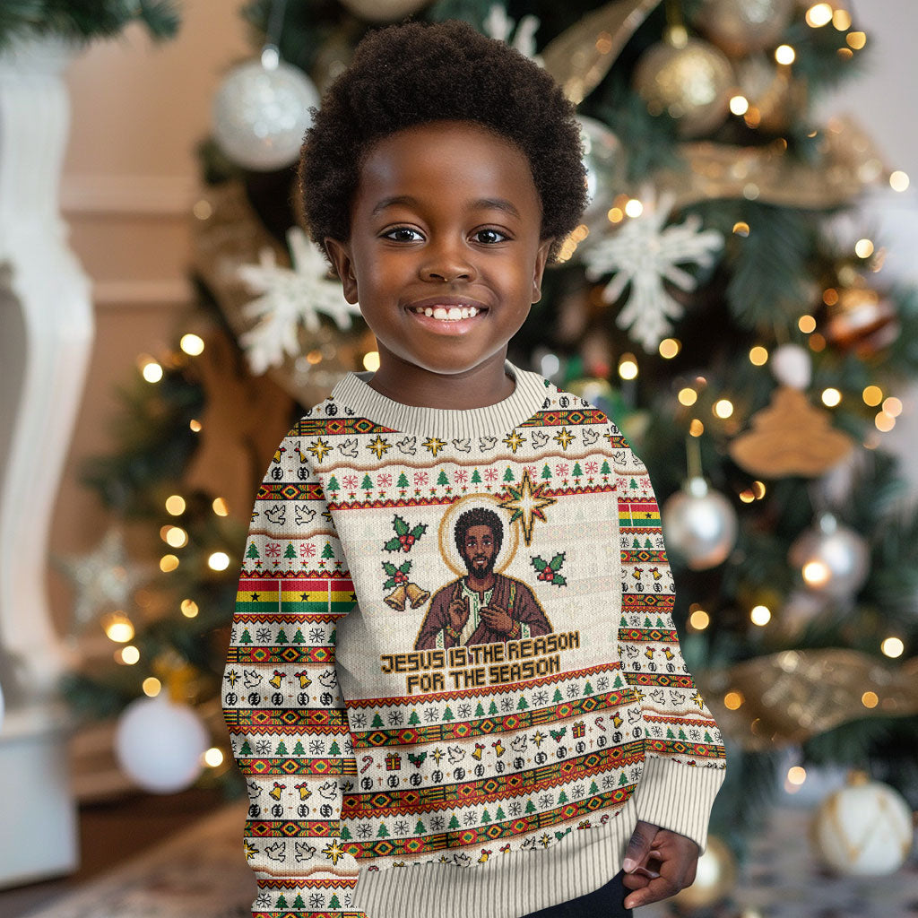 Ghana Jesus Christmas Kid Ugly Christmas Sweater Ghana Coat Of Arms Jesus Christ Art