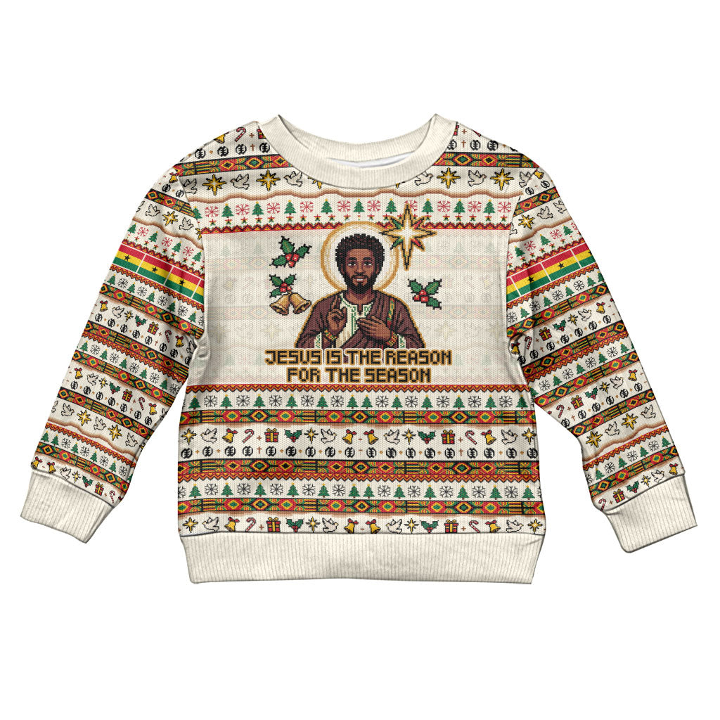 Ghana Jesus Christmas Kid Ugly Christmas Sweater Ghana Coat Of Arms Jesus Christ Art
