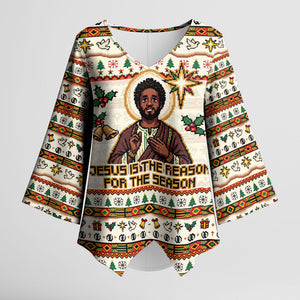 Ghana Jesus Christmas Kimono Sleeve Blouse Ghana Coat Of Arms Jesus Christ Art