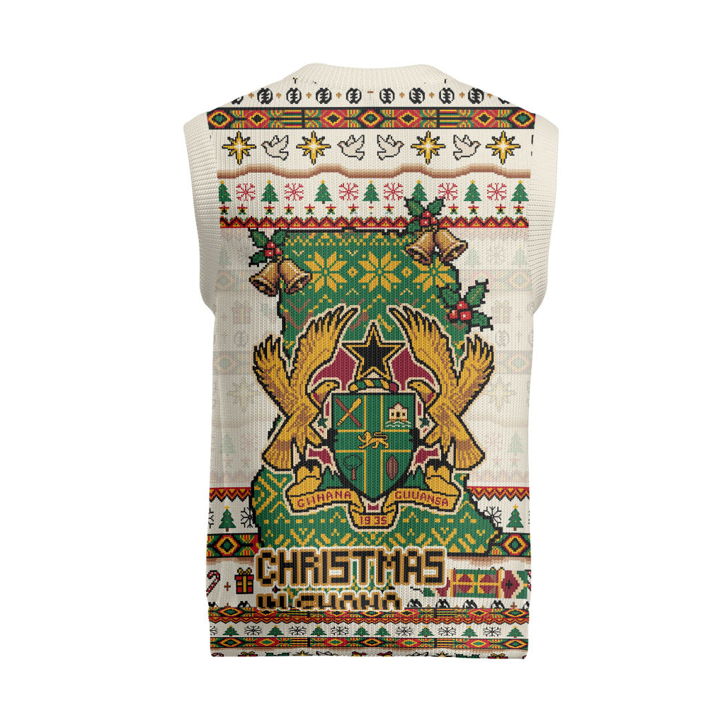 Ghana Jesus Christmas Knitted V-Neck Vest Ghana Coat Of Arms Jesus Christ Art