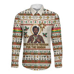 Ghana Jesus Christmas Long Sleeve Button Shirt Ghana Coat Of Arms Jesus Christ Art