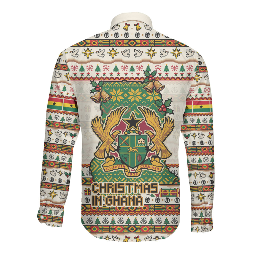 Ghana Jesus Christmas Long Sleeve Button Shirt Ghana Coat Of Arms Jesus Christ Art