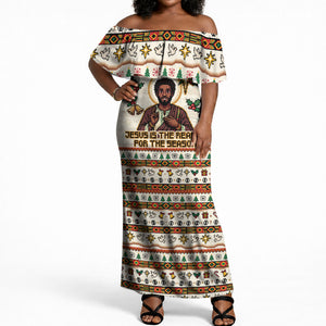 Ghana Jesus Christmas Off Shoulder Maxi Dress Ghana Coat Of Arms Jesus Christ Art