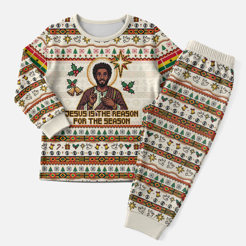 Ghana Jesus Christmas Pajama Set Ghana Coat Of Arms Jesus Christ Art