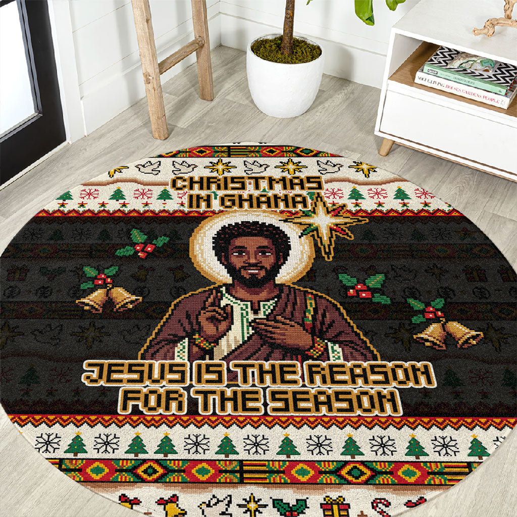 Ghana Jesus Christmas Round Carpet Ghana Coat Of Arms Jesus Christ Art