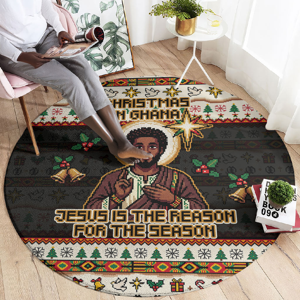 Ghana Jesus Christmas Round Carpet Ghana Coat Of Arms Jesus Christ Art