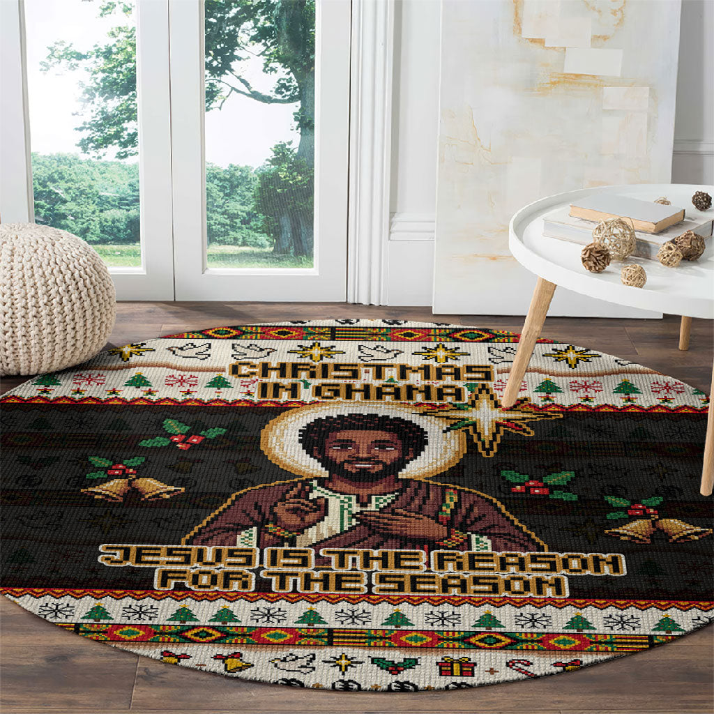 Ghana Jesus Christmas Round Carpet Ghana Coat Of Arms Jesus Christ Art