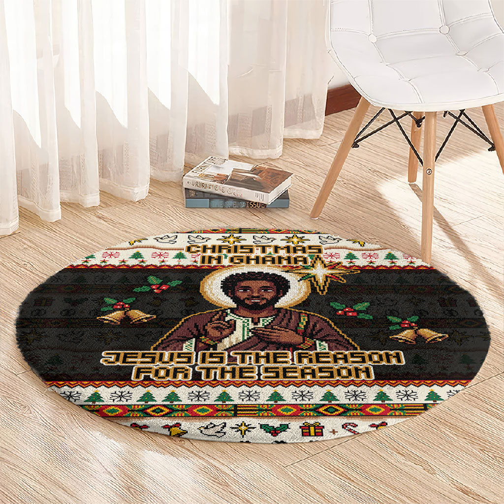 Ghana Jesus Christmas Round Carpet Ghana Coat Of Arms Jesus Christ Art