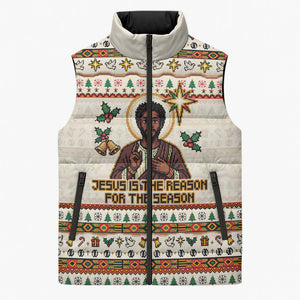 Ghana Jesus Christmas Sleeveless Puffer Jacket Ghana Coat Of Arms Jesus Christ Art