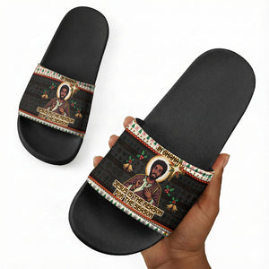 Ghana Jesus Christmas Slide Sandals Ghana Coat Of Arms Jesus Christ Art