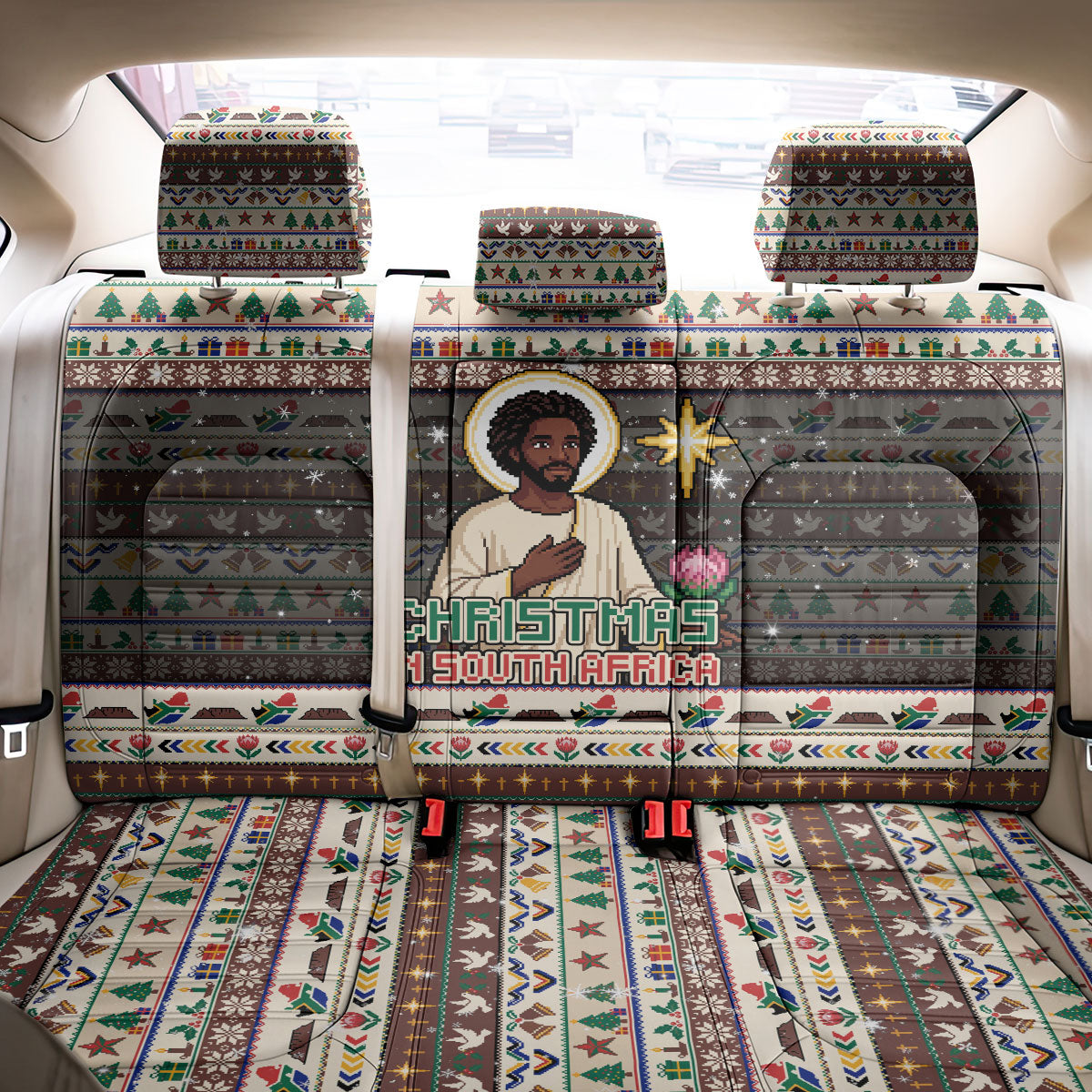 Christmas In South Africa Jesus Back Car Seat Cover South Africa Coat Of Arms Jesus Art