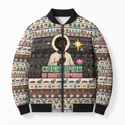 Christmas In South Africa Jesus Bomber Puffer Jacket South Africa Coat Of Arms Jesus Art