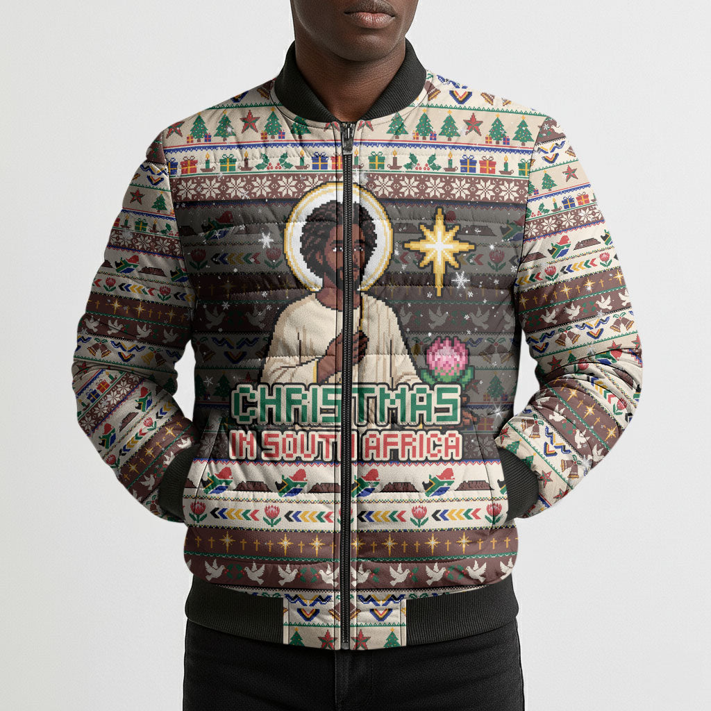 Christmas In South Africa Jesus Bomber Puffer Jacket South Africa Coat Of Arms Jesus Art