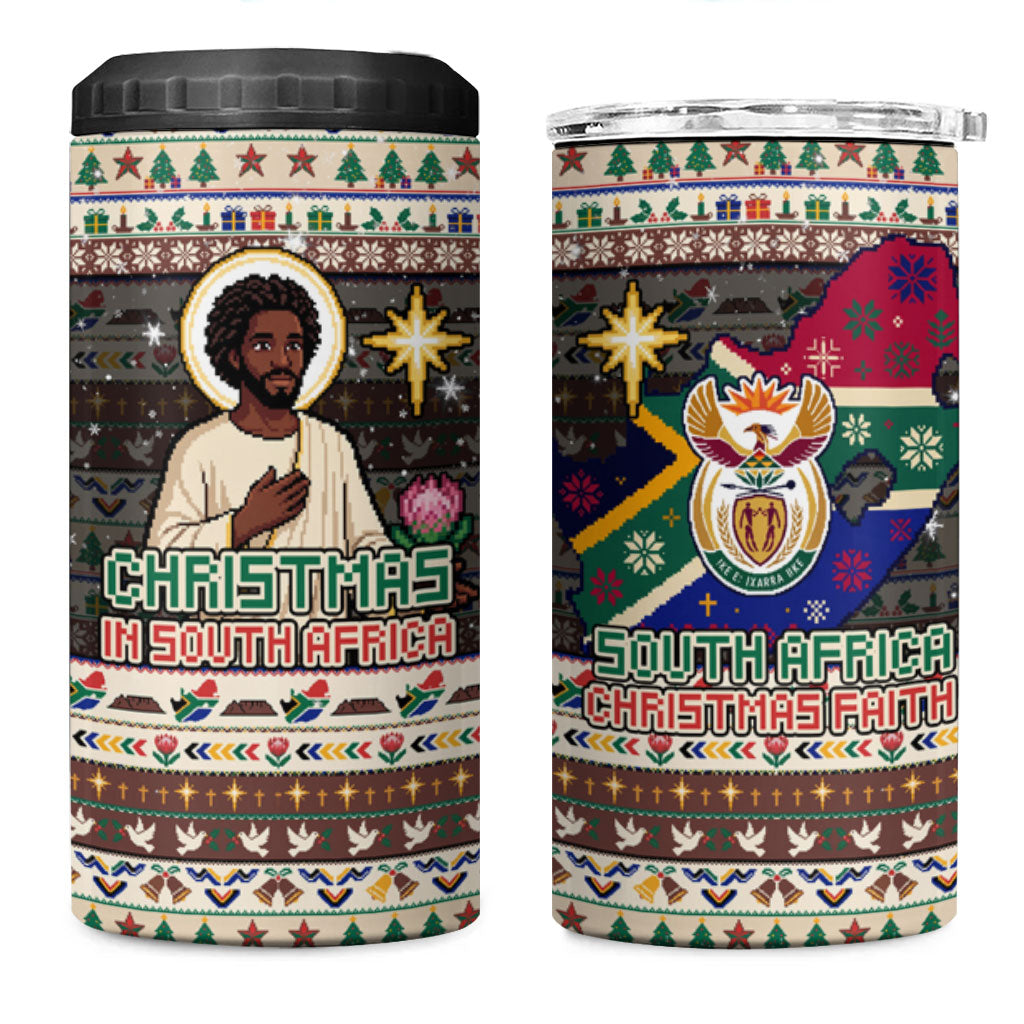 Christmas In South Africa Jesus 4 in 1 Can Cooler Tumbler South Africa Coat Of Arms Jesus Art