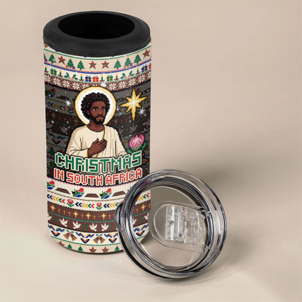 Christmas In South Africa Jesus 4 in 1 Can Cooler Tumbler South Africa Coat Of Arms Jesus Art