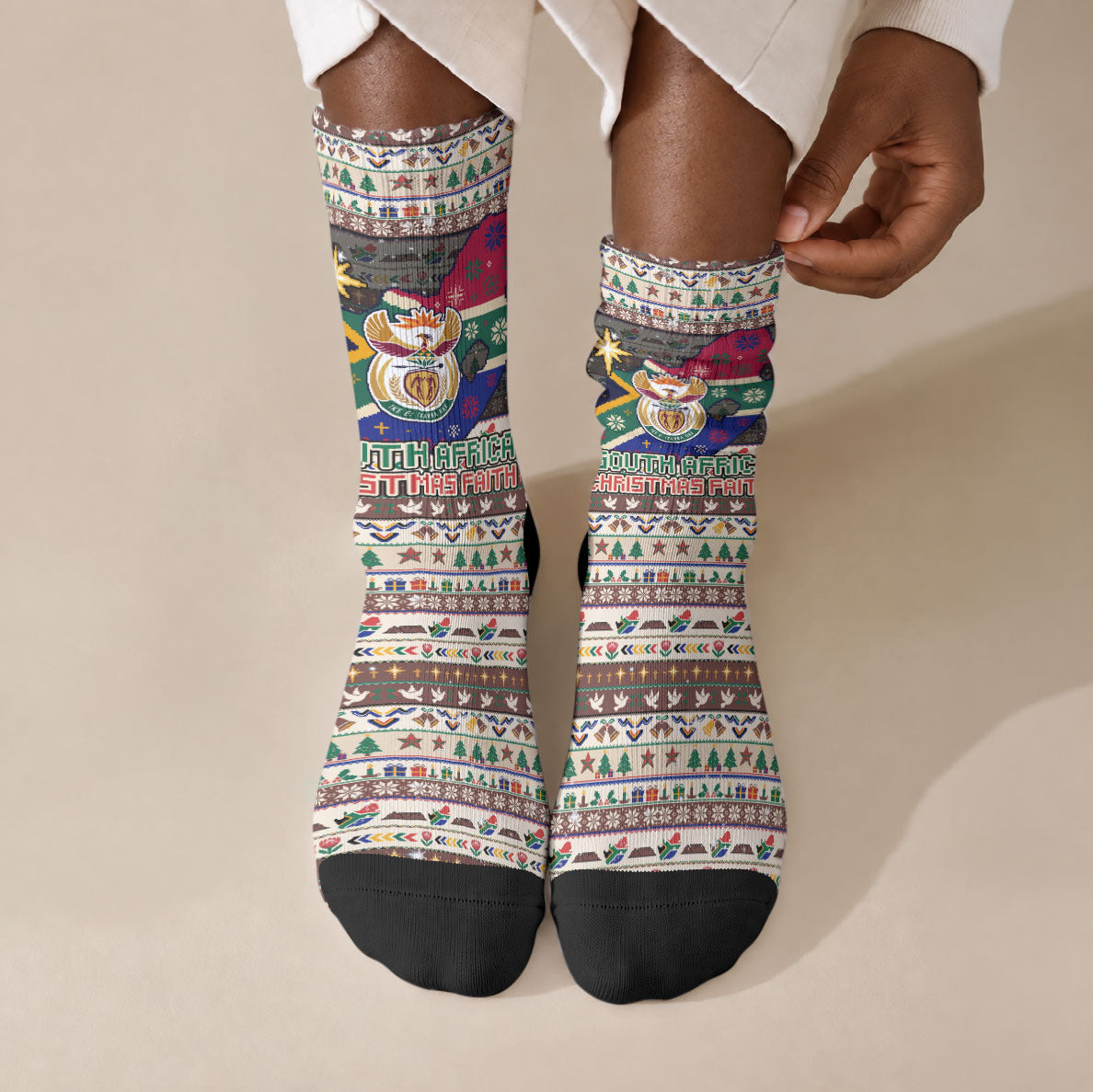 Christmas In South Africa Jesus Crew Socks South Africa Coat Of Arms Jesus Art