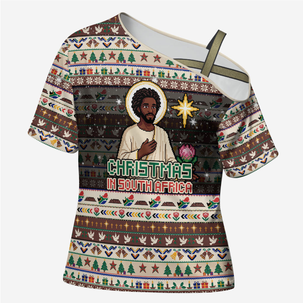 Christmas In South Africa Jesus Cross Shoulder Shirt South Africa Coat Of Arms Jesus Art