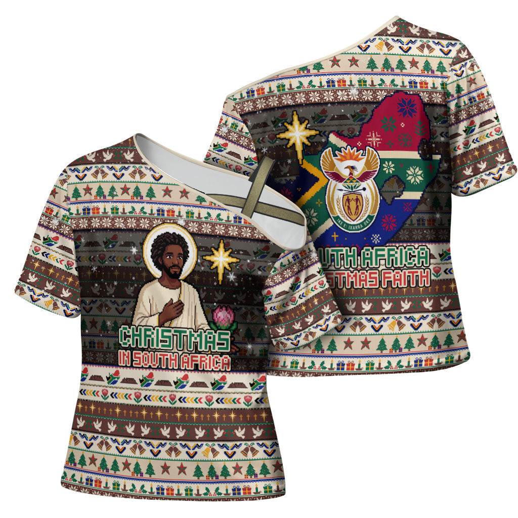 Christmas In South Africa Jesus Cross Shoulder Shirt South Africa Coat Of Arms Jesus Art
