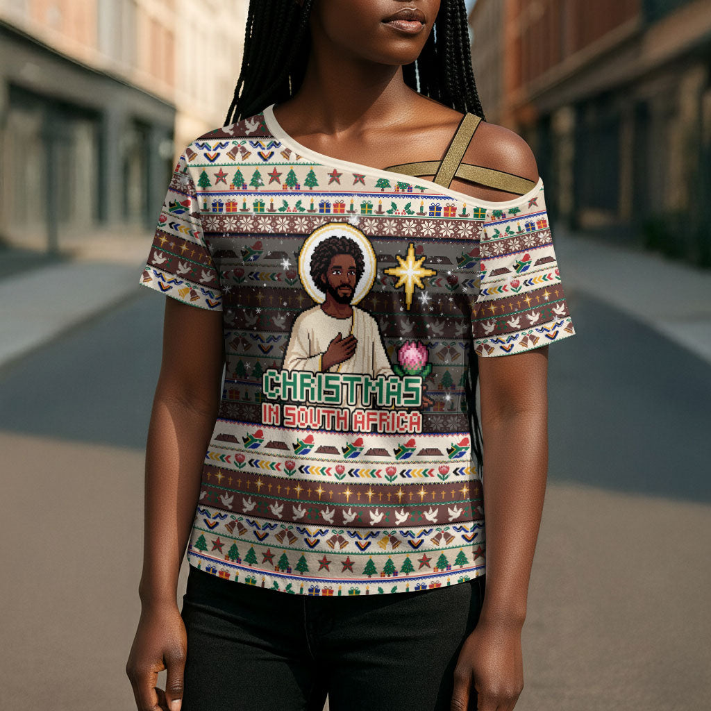 Christmas In South Africa Jesus Cross Shoulder Shirt South Africa Coat Of Arms Jesus Art