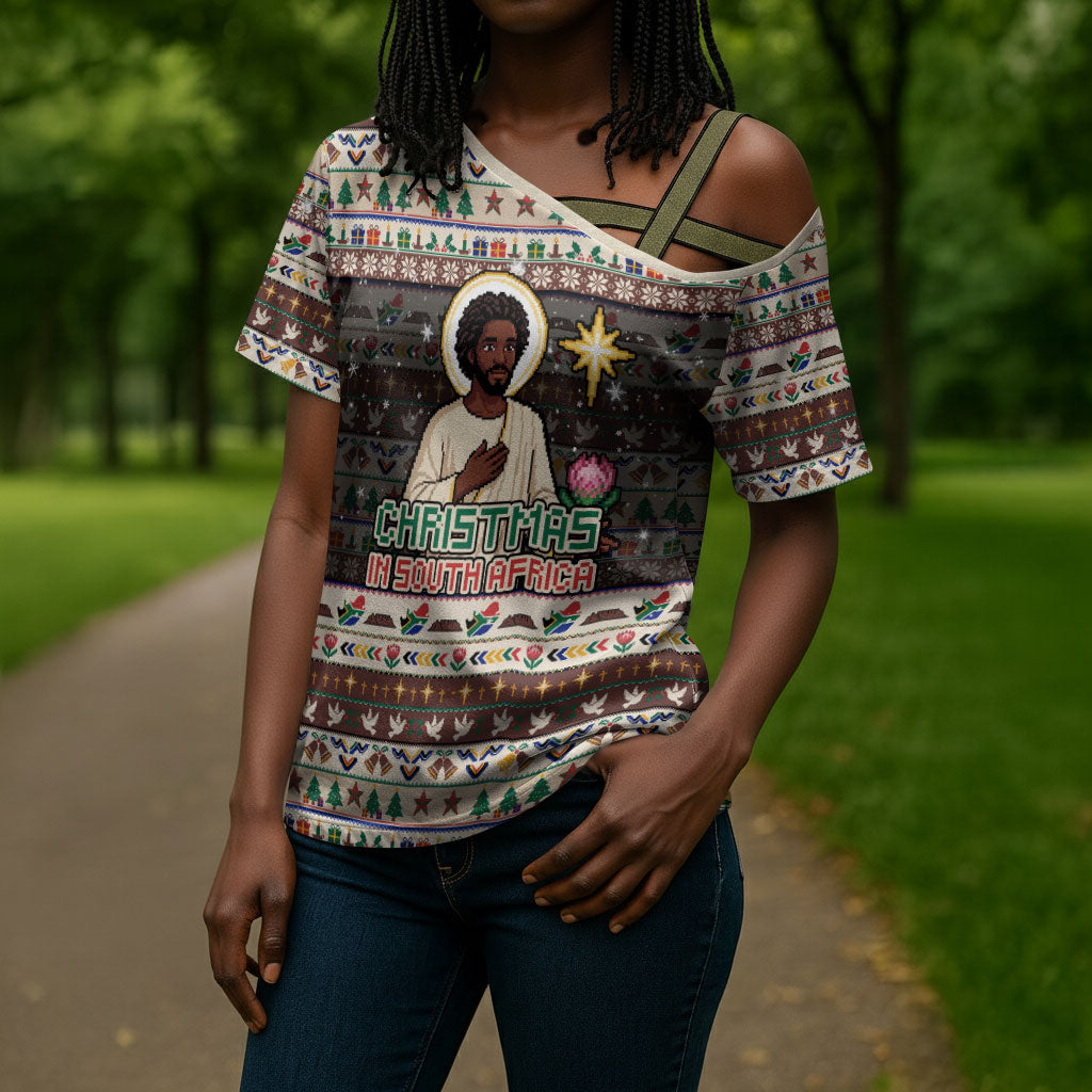 Christmas In South Africa Jesus Cross Shoulder Shirt South Africa Coat Of Arms Jesus Art