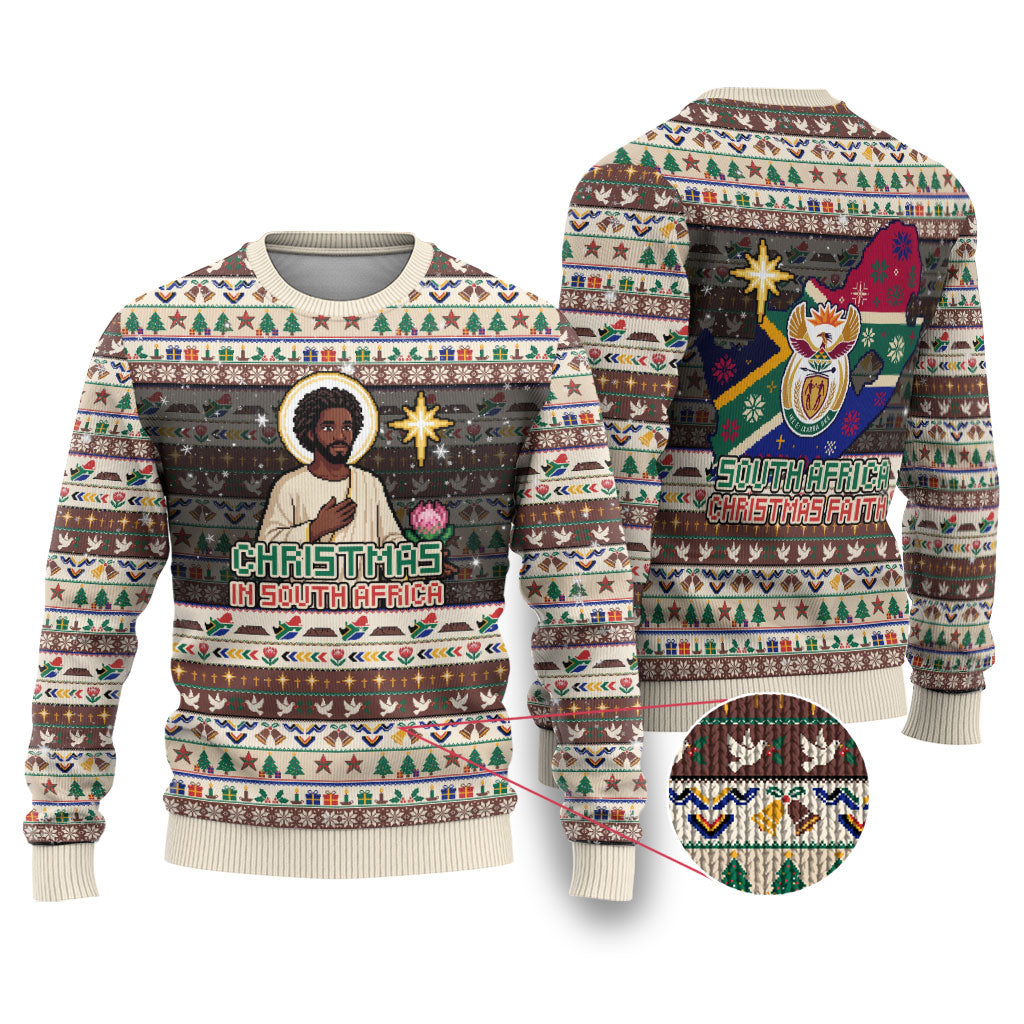 Christmas In South Africa Jesus Ugly Christmas Sweater South Africa Coat Of Arms Jesus Art