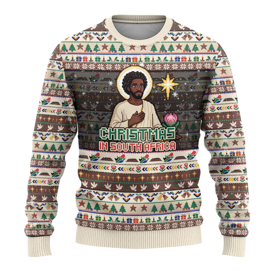 Christmas In South Africa Jesus Ugly Christmas Sweater South Africa Coat Of Arms Jesus Art
